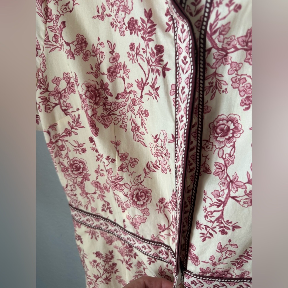 Gal Meets Glam Darla wide-leg cotton jumpsuit Red Pink Cream floral Size 12 - Picture 4 of 5